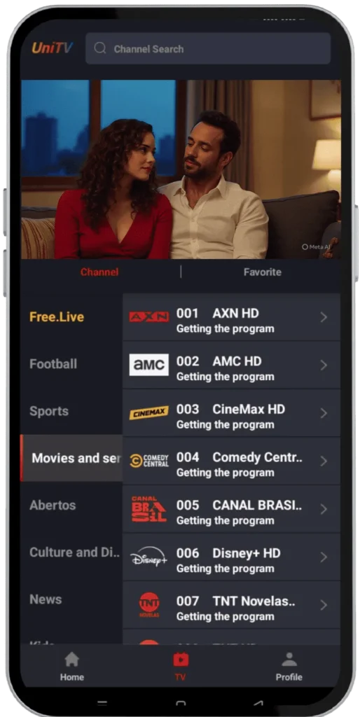 UniTV Apk Interface Screenshot 5