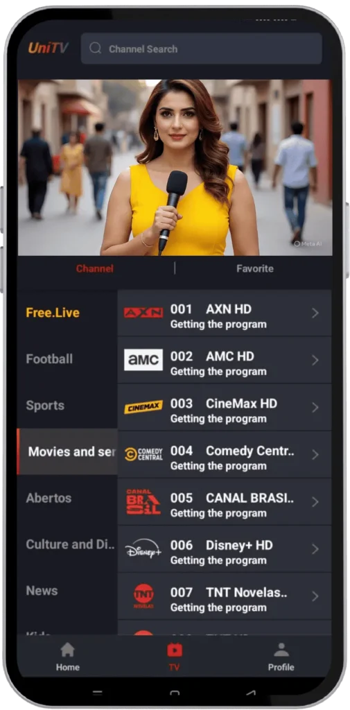 UniTV Apk Interface Screenshot 6