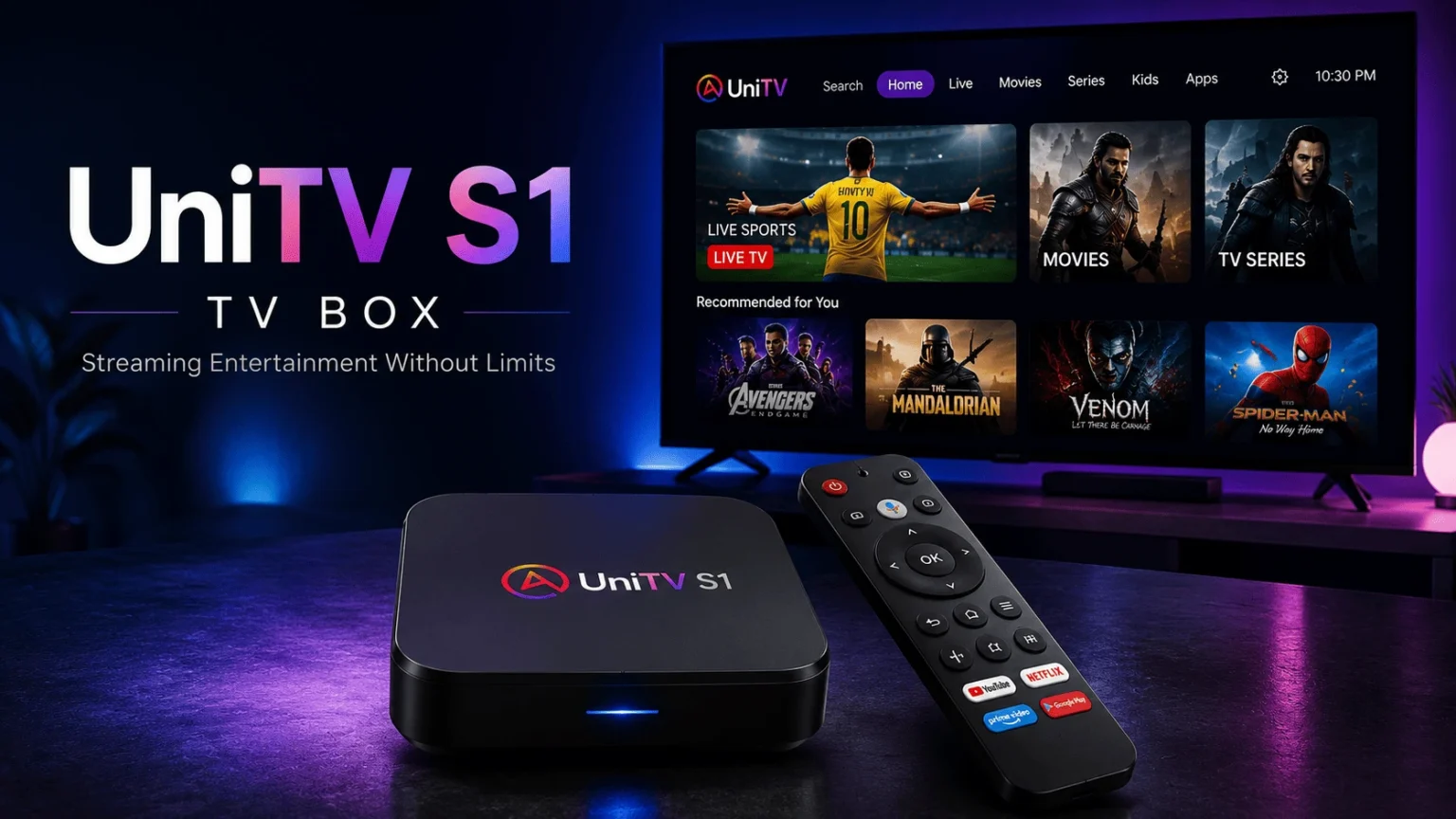 UniTV S1 TV Box – dispositivo oficial de streaming 2026